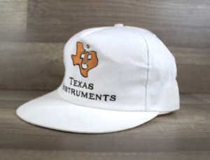 VTG Made in USA Texas Instruments White Snap Back Trucker Hat Cap Unisex Adult