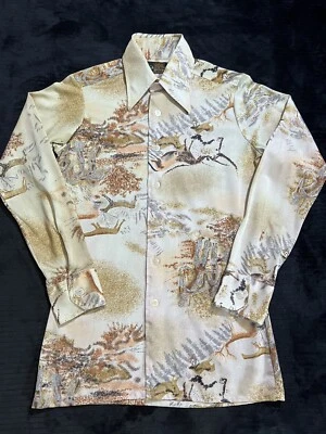 Camisa Vintage Años 60 70 David Harrison Hippie Disco Abstracto Retro Naturaleza Foto 1 de 4