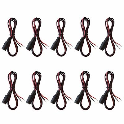 10 pack 3ft 12V 9V 2.1mm x 5.5mm DC female jack to open bare wire Adapter Cables - Image 1 of 3
