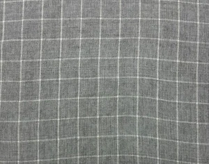 P KAUFMANN BENNET CARBON GRAY WINDOWPANE 100% LINEN MULTIUSE FABRIC BY YARD 54"W - Picture 1 of 6