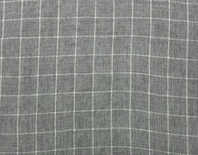 P KAUFMANN BENNET CARBON GRAY WINDOWPANE 100% LINEN MULTIUSE FABRIC BY YARD 54"W - Image 1 of 4