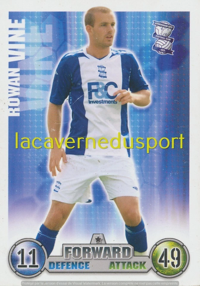 048 ROWAN VINE # BIRMINGHAM FC TOPPS PREMIER LEAGUE 2007 2008 MATCH ATTAX - Image 1 of 1