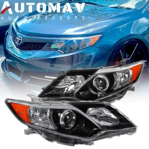 For 2012-2014 Toyota Camry Headlights Lamp Black Projector Clear Lens Left+Right - Picture 1 of 14