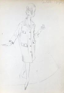 Dibujo Vintage Original Moda Mujer Abrigo Siglo Xx #23 - Picture 1 of 5