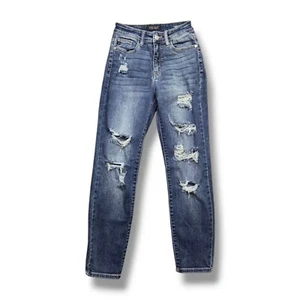 Judy Blue Skinny Fit Jeans Womens 24 Distressed Ripped Mid Rise - Picture 1 of 11