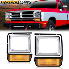 Headlight Headlamp Bezel w/ Corner Parking Light L+R Fit For 86-90 Dodge Pickup