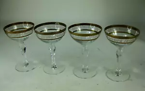 4 Vintage American Crystal Corp handgefertigte 6" Champagner geätzte Goldrand Stiele - Bild 1 von 9