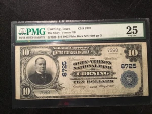 1902 $10 Okey-Vernon National Bank Corning, IA CH# 8725 Currency PMG VF25 - Picture 1 of 2