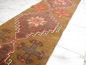 3x10 Vintage Handmade Wool Runner Rug,Oriental Turkish Tribal Runner Farmhouse - Picture 1 of 18