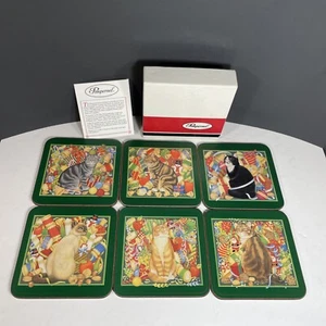 Sottobicchieri gatto natalizio vintage 6 pimpernel supporto sughero con scatola originale - Foto 1 di 14