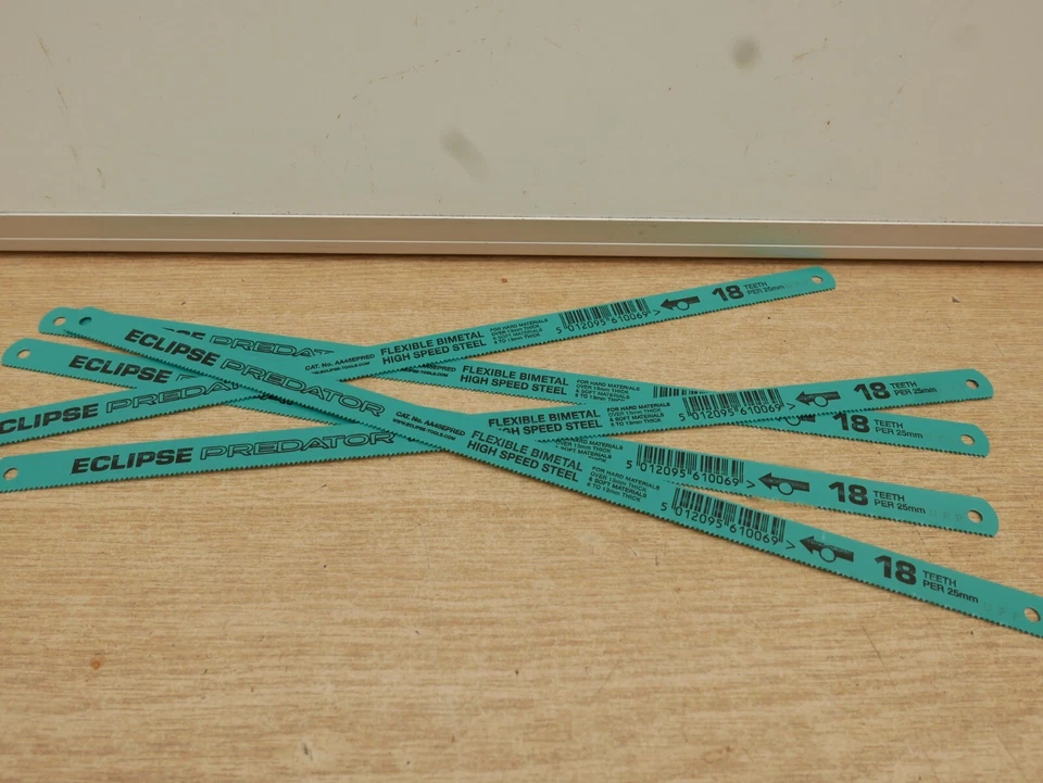 5 x ECLIPSE AA45E PREDATOR FLEXIBLE BI METAL 12" HSS HACKSAW BLADES 18TPI - Image 1 of 1