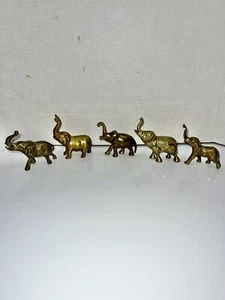 Vintage MCM Brass Elephant Statues 3” Lot Of 5 - Picture 1 of 13