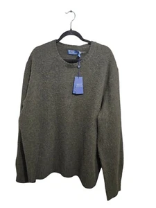 Polo Ralph Lauren Para Hombres Lana Mezcla Cachemira Suéter Gamuza Codo Parche Verde Oliva - Imagen 1 de 7