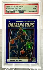 2022 Panini Donruss Optic Donovan Mitchell Elite Dominators Blue Prizm #8/ PSA 9