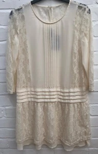 H&M Cream Dress Floaty Lace Summer Size UK 10 EUR 36 US 6 - Picture 1 of 9