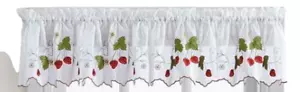 1 Fabric Embroidered Valance (56"x14") STRAWBERRIES GARDEN (no tiers/drapes),CHF - Picture 1 of 16