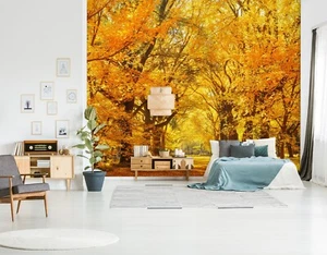 3D Autumn Yellow Forest K80 Wallpaper Mural Self-adhesive Removable Sticker Luna - Picture 1 of 11