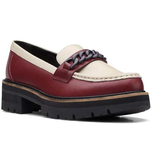 Mocassini nuovi con scatola Clarks donna ORIANNA EDGE combinazione di castagno in pelle