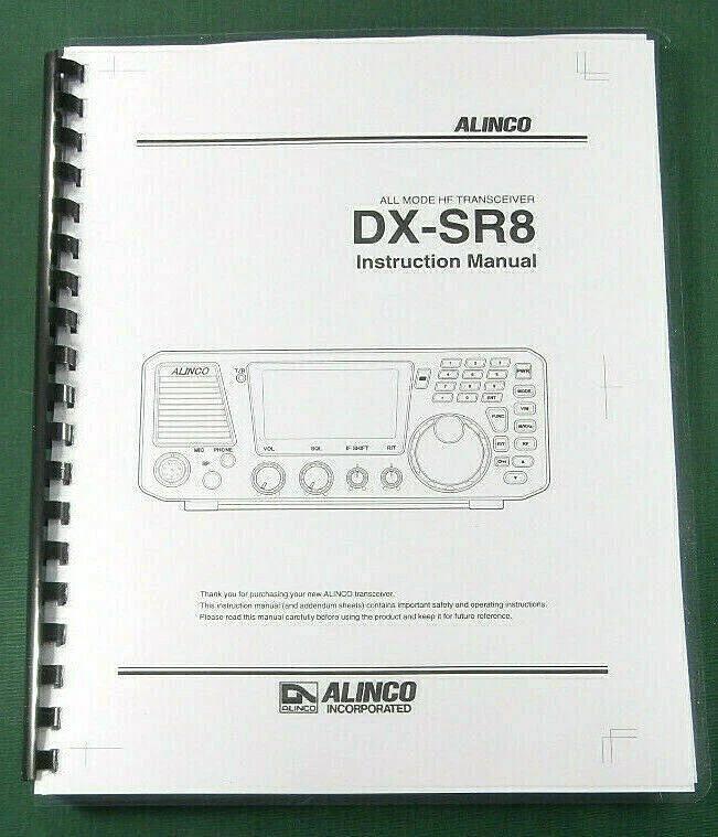 Alinco DX-SR8 Instruction Manual: Card Stock Covers and 28 lb Paper! - Image 1 of 1
