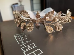 Bella Bleu Vintage Style Laurel Wreath Stimulated diamond Bridal Tiara Crown - Picture 1 of 10