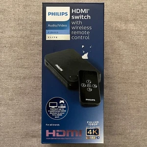 NEW Philips 4 Port HDMI Switch Elite 4K Ultra HD With Wireless Remote Open Box - Picture 1 of 7
