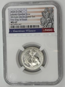 2025 D JULIETTE GORDON LOW AMERICAN WOMEN AWQ NGC MS67 ⭐FIRST DAY OF ISSUE⭐ DNVR - Picture 1 of 2