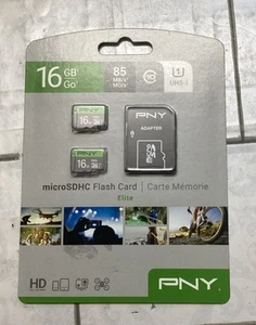 Pack PNY Micro SDHC Flash Cards Elite Memory Flash Card z adapterem SD - NOWE - Zdjęcie 1 z 2