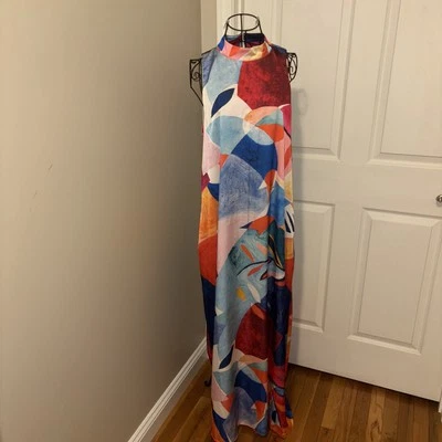 Nuevo con etiquetas Maxi Vestido Nicole Miller NY Estampado Abstracto Mate Charmuse Talla M Foto 1 de 4