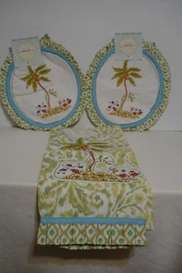 Dena Home Kitchen Towel & 2 Oven Mitts Palm Design NEW - Picture 1 of 24