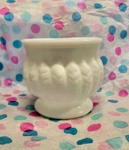 E67-RANDALL Milk Glass Planter-Bowl, Vintage Banded Wheat Candy Dish, White, 4" - Picture 1 of 4