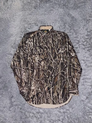 Cabelas Men’s Brush Camo Long Sleeve Button Up Camouflage Shirt Medium Outdoors - Image 1 of 4