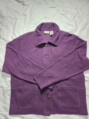 Cárdigan Suéter De Colección L.L Bean Para Mujer Talla M Algodón/Lino Color Púrpura Abotonado Foto 1 de 4