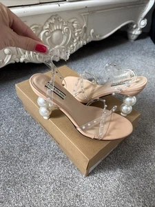 River island Enchant Sandals Beige With Pearl Heels BNIB Size 6 - Picture 1 of 4
