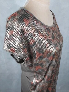 Kleid Mango Gr. S 36 braun glänzend Pailletten Leopard animal Longshirt dress - Bild 1 von 9