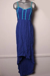 Small Xhilaration blue & teal high/low dress w/adjustable straps & built in bra - Picture 1 of 3