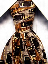 Galli's Brown Black Silk Tie Hand Made in Spain A5434