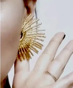 Sun Earrings Zara Stud Boho Large Gold Plated Firework - Picture 1 of 4