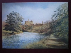 POSTCARD NORTHUMBERLAND WARKWORTH CASTLE BY EDWIN BLACKBURN - Picture 1 of 1