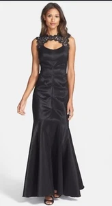 Xscape Vestido de Sirena Sin Mangas Brillo Encaje Negro Formal Evento Talla 6 Romántico - Imagen 1 de 6