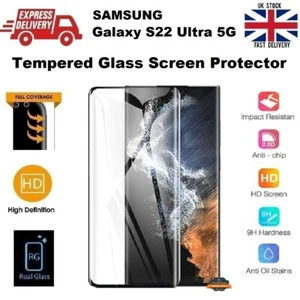 Full Glue Fingerprint Compatible Glass Screen Protector for Samsung S22 Ultra 5G - Picture 1 of 10