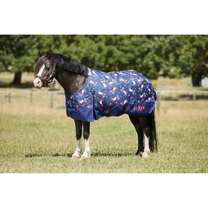 Saxon 600D Pony / Horse Standard Neck Medium Turnout Rug - Blue Unicorn Print - Picture 1 of 1
