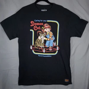 Steven Rhodes T Shirt Mens Medium Black Short Sleeve Caring For Your Demon Cat M - Picture 1 of 9