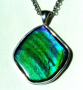 AMMOLITE PENDANT, Solid Sterling Silver , HANDMADE- USA, Feng Shui Prized - Picture 1 of 12