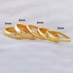 14K Gelbgold 925 Silber klassischer schlichter Ehering Ring bequeme Passform Herren Damen - Bild 1 von 16