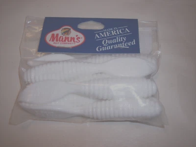 Manns Fat White Grub Lure Sting Ray Grub Fish Lure 4" Lure Discontinued 6 Pack - Image 1 of 4