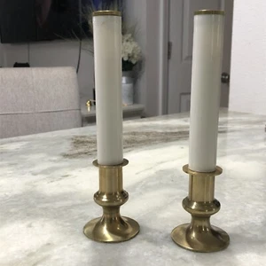 2 - Vintage massiver Messingfuß Fenster Kerzenständer Kerzenlampe Weihnachten Batterie OP 7" - Bild 1 von 6