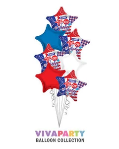 USA Flag Balloon Bouquet, independence Day Balloons - (7 Balloons) - Picture 1 of 5