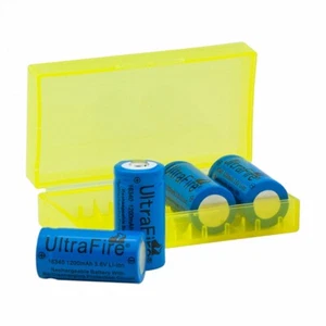 4x UltraFire 16340 CR123A Akku 1200 mAh 3,6 V Lithium-Ionen RCR123A +Batteriebox - Picture 1 of 2