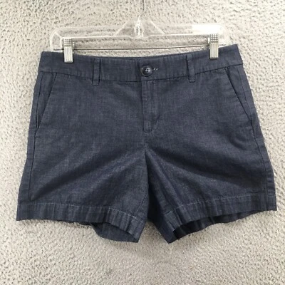 Ann Taylor Chino Shorts Womens 4 (Actual Size 32x6) Midrise Blue Denim Zip Fly - Image 1 of 4