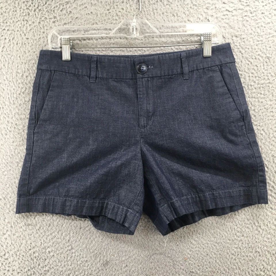 Ann Taylor Chino Shorts Womens 4 (Actual Size 32x6) Midrise Blue Denim Zip Fly - Image 1 of 4